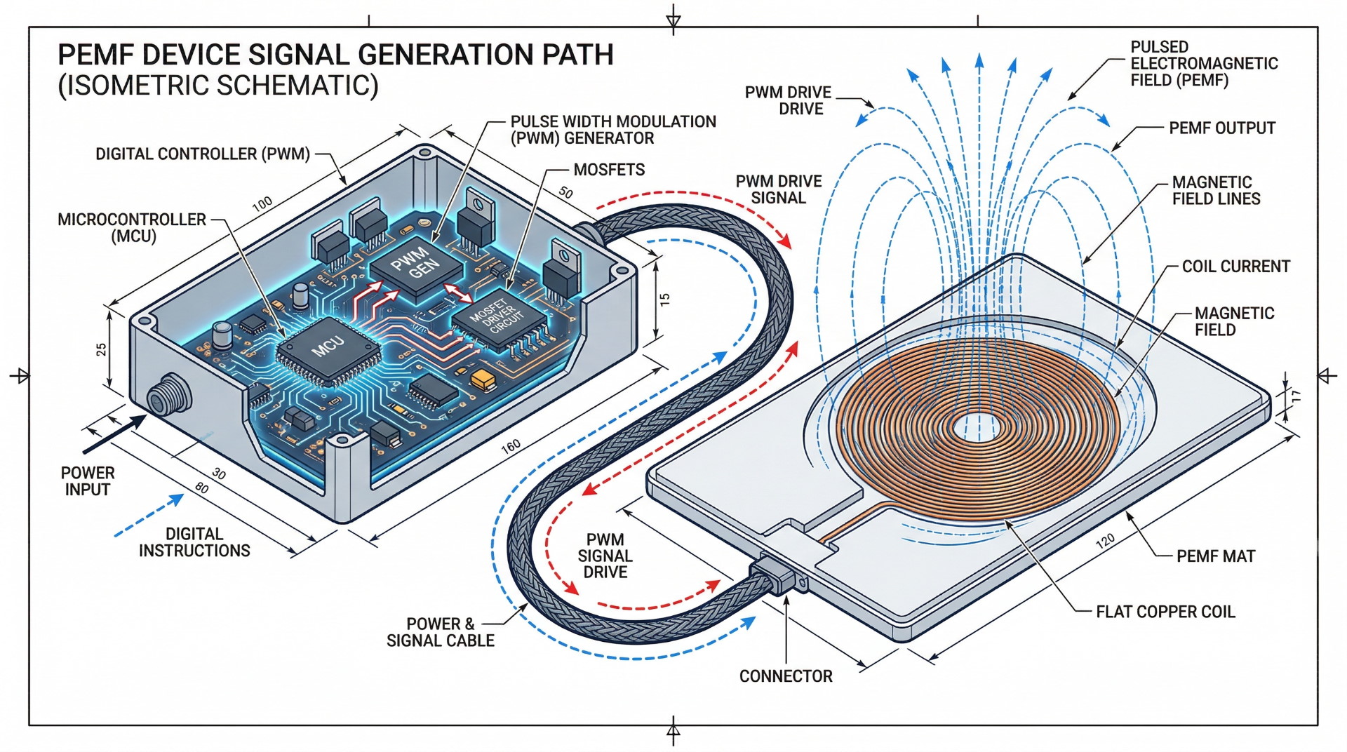 PEMF Signal Flow & Mechanism Schematic